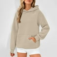 thumbnail image 2 of hxobax Women's Casual Hoodies Fashion Knit Cotton Hooded Sweatshirt Texture Long Sleeve Pullover Top, 2 of 8