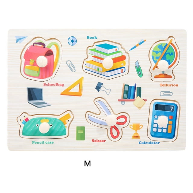 Wooden Number Lette Puzzle Early Learning Baby Kids Educational Toys