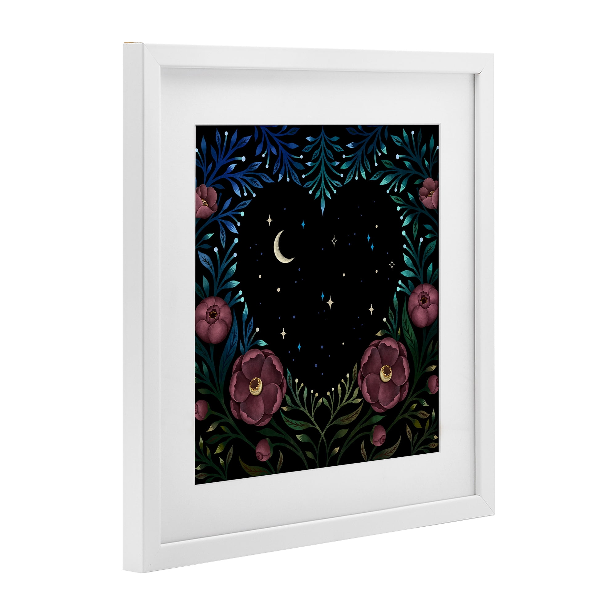 Stupell Industries Heart Night Sky Garden White Framed Print Under Glass, design by Episodic Drawings