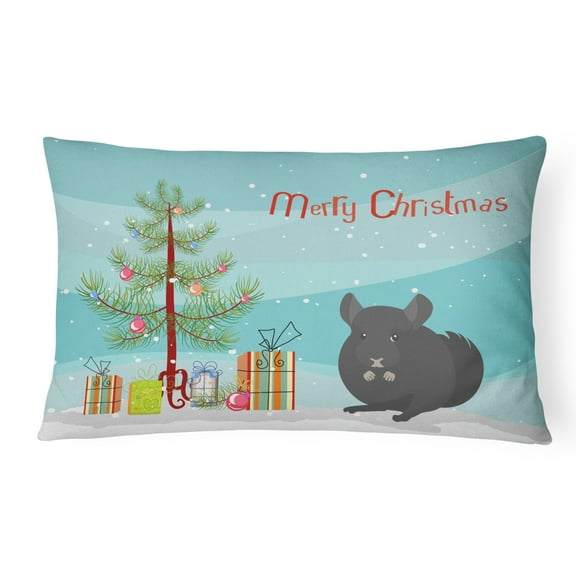 Carolines Treasures CK4433PW1216 Charcoal Chinchilla Merry Christmas Canvas Fabric Decorative Pillow, 12H x16W,