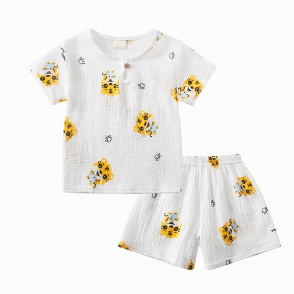 Gubotare Boy Summer Clothes Toddler Baby Boy Summer Clothes Short Sleeve T Shirt & Shorts Sets with Pockets 2 Piece Outfit 18 24 Months (Yellow,18-24 Months)