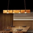 thumbnail image 2 of FETCOI 4 Lights Retro LED Ceiling Light Solid Wood Industrial Style Chandelier Rectangular Lighting Fixture, 2 of 7