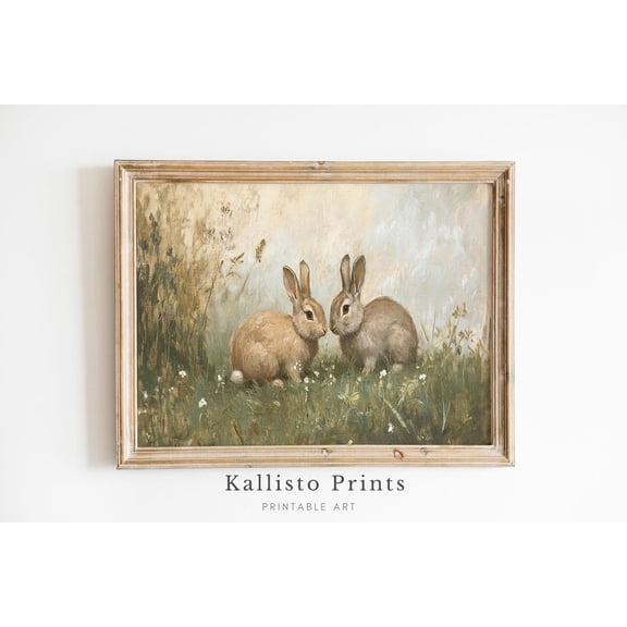 Vintage Bunny , Woodland Rabbit Wall Art, Cottagecore Animal Print Poster, Nature Inspired , Rustic Farmhouse Decor 1125, Size 8x12 UNFFRAMED F03.1.6l2032