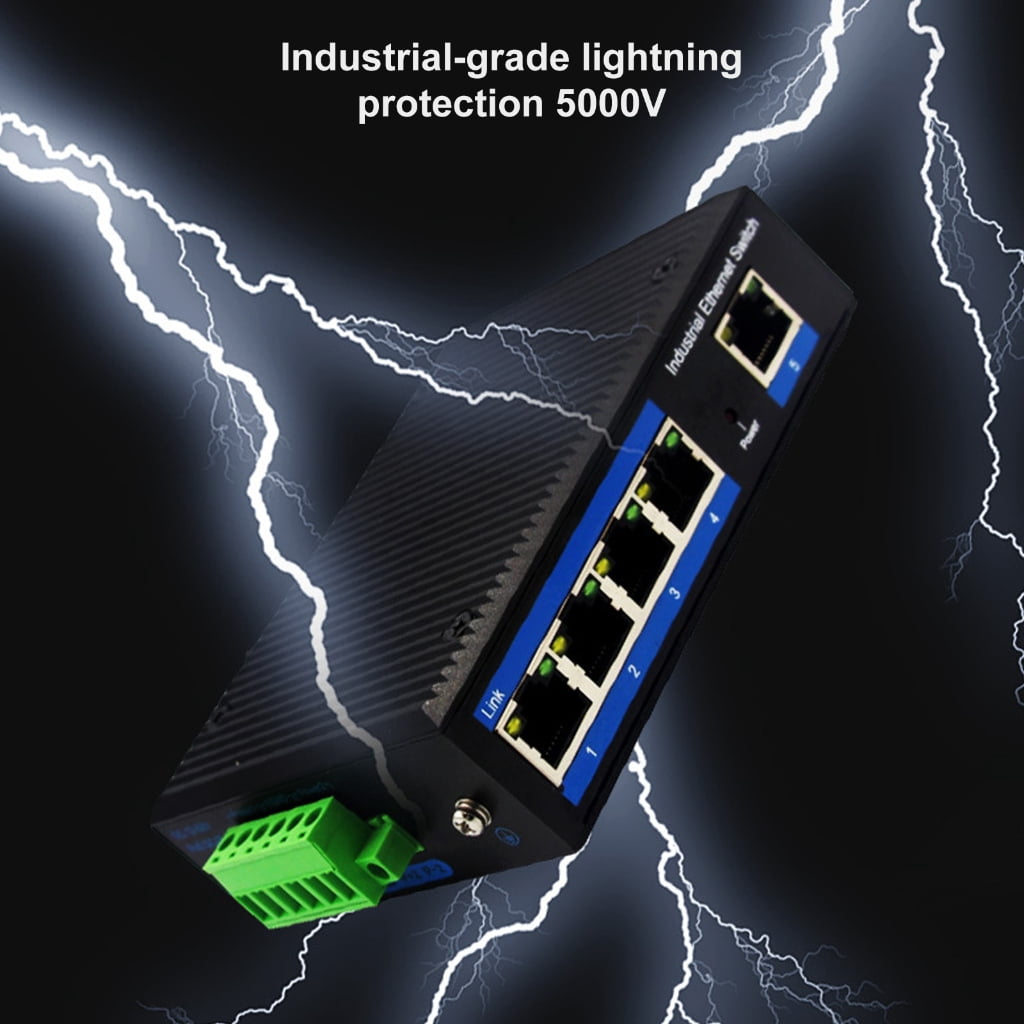 5 Port Networking Switcher DIN Rail Mount Industrial Protections For Offices Home