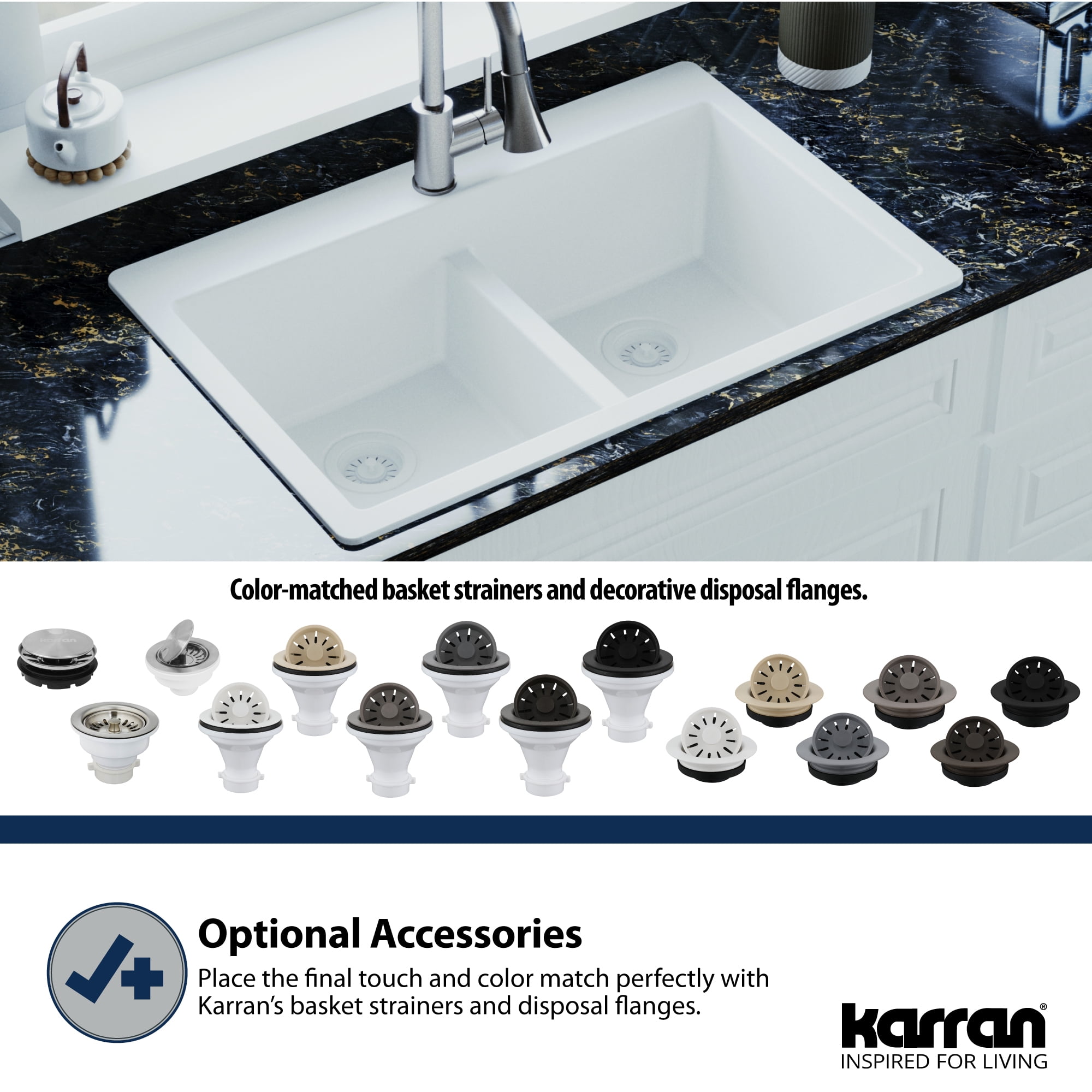 Karran QDFGR Kitchen Sink Decorative Disposal Flange - Grey