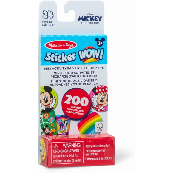 Melissa & Doug Autocollant Wow!TM Mini Bloc d'Activités et Plus de 200 Autocollants de Recharge pour Tampons, Arts et Artisanat, Jouet Anti-Stress, Objets de Collection – Assortiment Disney