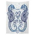 thumbnail image 3 of Ambesonne Romance Tablecloth Rectangular Table Cover, Seahorse Valentines, 60"x84", Royal Blue, 3 of 4