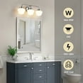 thumbnail image 3 of Bathroom Vanity Light Fixtures 3-Lights Brushed Nickel Vanity Lights Over Mirror, E26 40W Modern Bathroom Lighting Fixture with Milky White Glass for Bath Restroom, 3 of 9