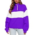 thumbnail image 3 of HAiming Women's Sweatshirts Long Sleeve Color Block Quarter Zip Mock Neck Casual Trendy Shirts Fall Winter Workout Tops, 3 of 8