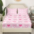 thumbnail image 3 of Erosebridal Princess Bow Tie Bed Sheets Twin , Bowknot Crown Polka Dots Bedding Twin Size, Pink, 3pcs (Top Sheet, Fitted Sheet, Pillowcase), 3 of 6