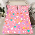 thumbnail image 2 of YST Colorful Geometry Bed Sheets Set Abstract Geometric Sheet Set Twin Size Girly Love Heart Print Sheets for Kids Pink Princess Flat Fitted Sheet with 1 Pillowcase, 2 of 5
