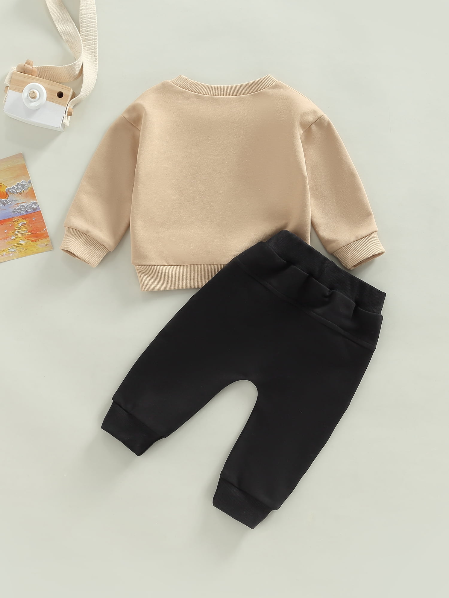 2pcs Baby Boy Long-sleeve Letter Print Sweatshirt and Sweatpants Set
