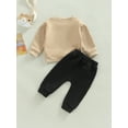 thumbnail image 4 of ZAXARRA Baby Boys Pants Set, Long Sleeve Crew Neck Letters Print Sweatshirt with Elastic Waist Sweatpants Fall Outfit, 4 of 8
