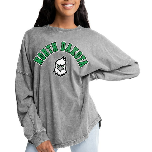 Women's Gameday Couture Gray North Dakota Faded Wash Pullover Sweatshirt