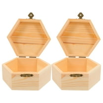 Masteelf 2pcs Unfinished Wooden Jewelry Box Small Trinket Box Wood Storage Box for DIY Craft Vintage Jewelry Organizer for Home Store Travel