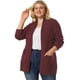 thumbnail image 1 of Women Plus Size Shawl Collar Open Front Sweater Cardigan Burgundy 3X, 1 of 6