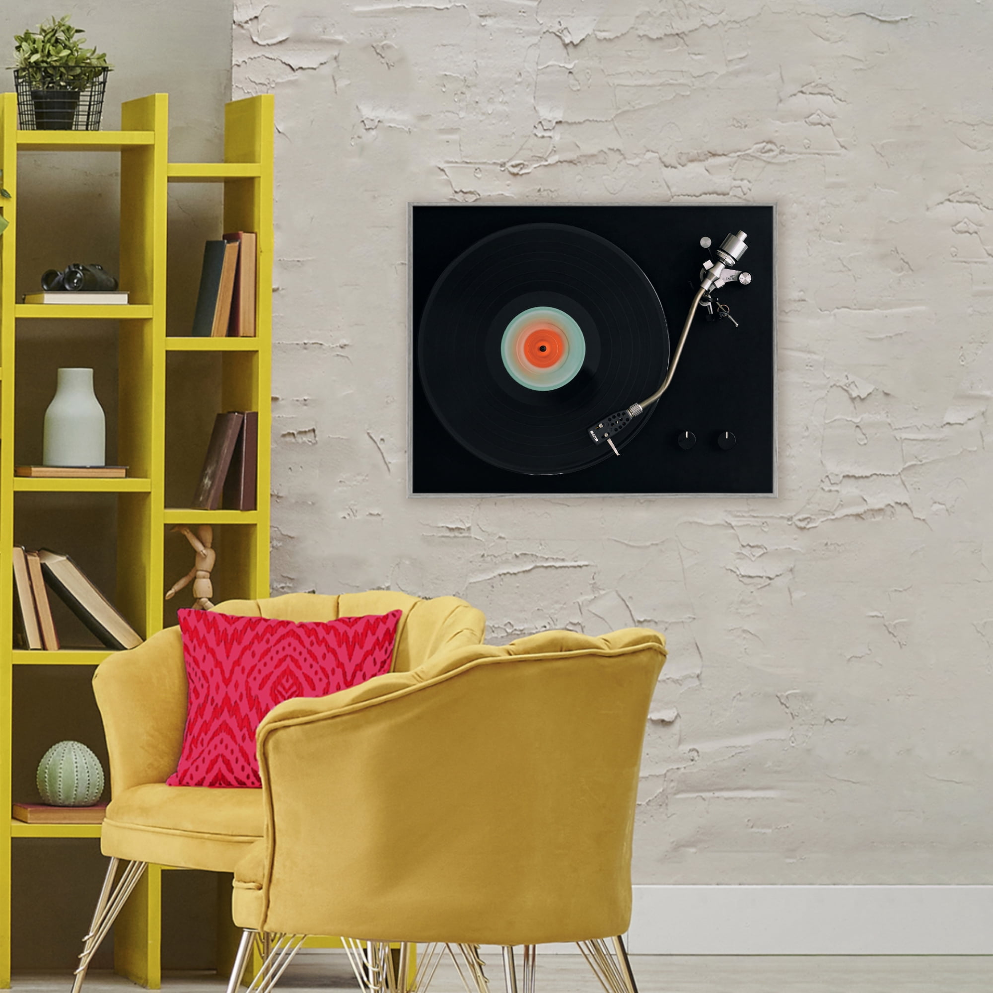 Stupell Industries Vintage Spinning Record Gray Framed Giclee Art, design by Tom Quartermaine
