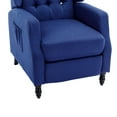 thumbnail image 6 of Modern Comfortable Upholstered Recliner Chair with 2 Storage Pockets, Leisure Linen Fabric Recliner Chair for Living Room Bedroom Office, Navy, 6 of 9
