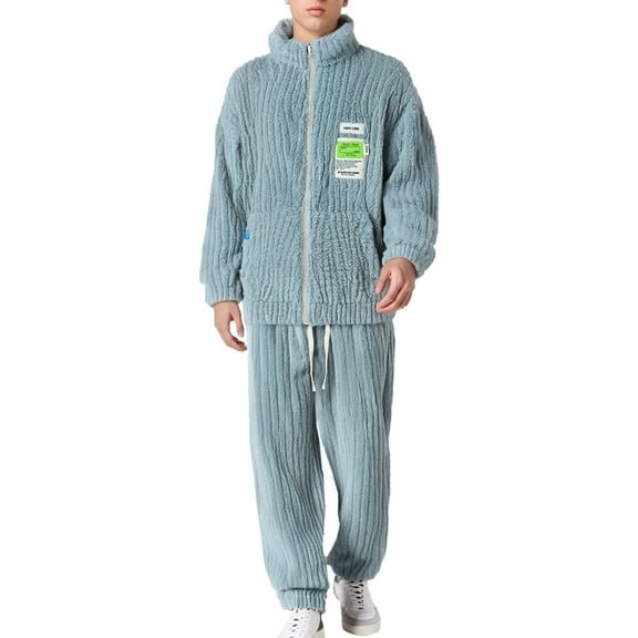 Men’s Winter Ultra Soft Sherpa Fleece Zip Up Plush Robe Heavyweight Lounge Wear Big & Tall Cozy Home Outfit