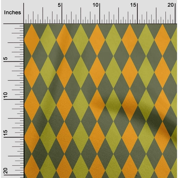 oneOone Cotton Poplin Twill Olive Green Fabric Argyle Check Dress Material Fabric Print Fabric By The Yard 56 Inch Wide