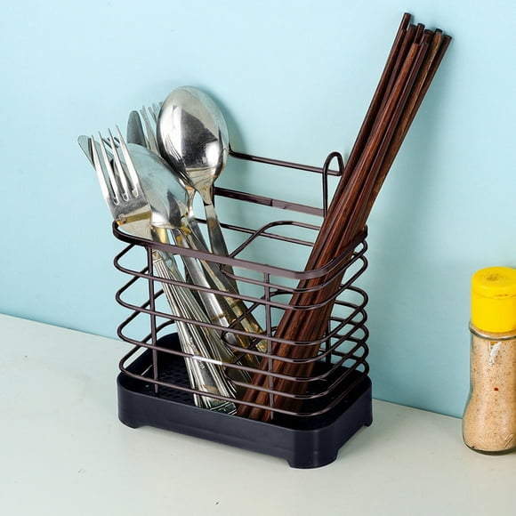 Iron Kitchen Chopstick Basket Chopstick Tube Wall Hanging Double Grids Multifunctional Storage Rack Kitchen Spoon And Chopstick Storage Rack
