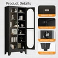 thumbnail image 3 of 75" H Locking Display Cabinet with Glass Door, Metal Curio Cabinets with 5 Adjustable Shelves, Cabinet Display Case for Living Room, Liquor, Clinic, Home - Assembly Required Black, 3 of 8
