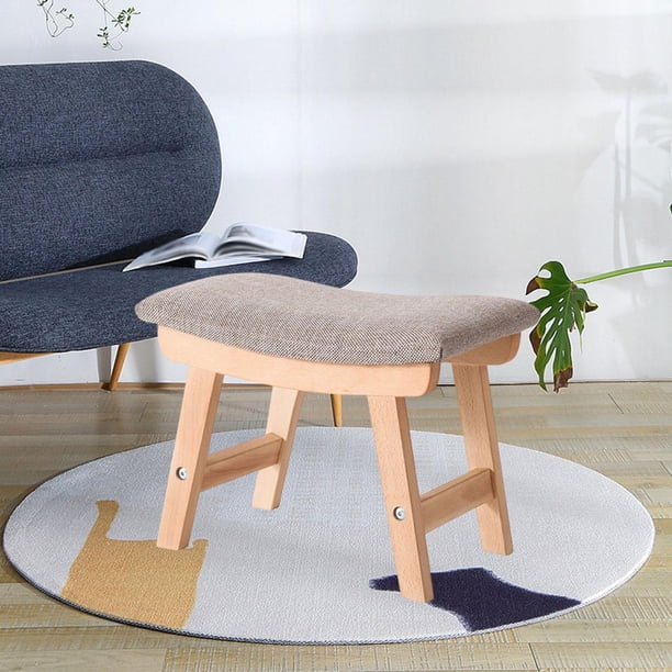 Taburete de madera, taburete otomano, taburete de ocio, muebles, cambio de zapato, reposapiés para apartamento, dormitorio, sofá, sala de juegos Color madera caqui