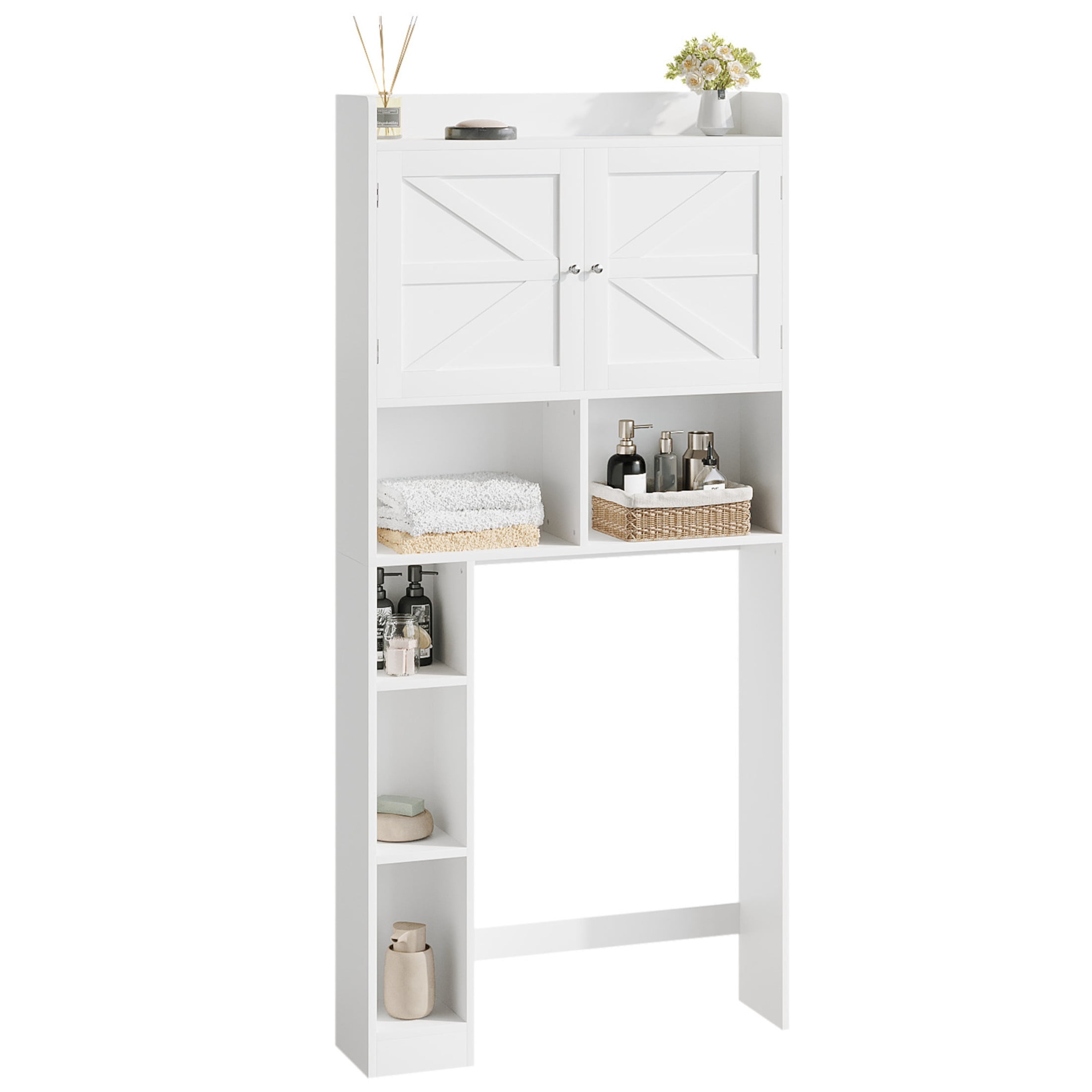 Noble House Over-The-Toilet Storage Cabinet, Bathroom Space Saver with Double Doors and Adjustable Shelf, White