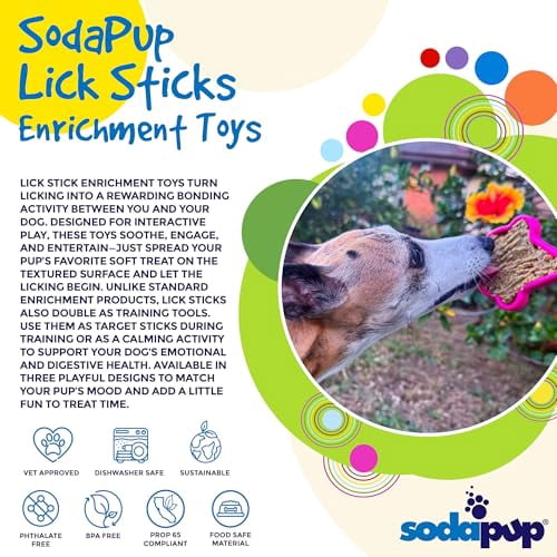 SodaPup Flower Lick Stick Hand-held Interactive Enrichment Toy, Blue