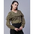 thumbnail image 2 of Moomaya Printed V-Neck Tops For Women, Ruffle Full Sleeve Sheer Summer Tunic Top, 2 of 9