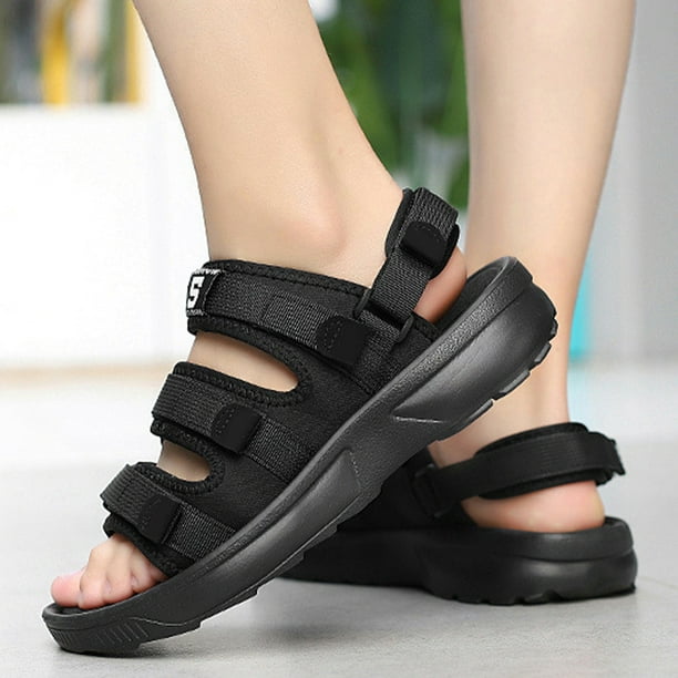 Sandalias de playa para hombre Suela gruesa Soporte para arco Sandalias de verano Zapatillas (Negro 40)