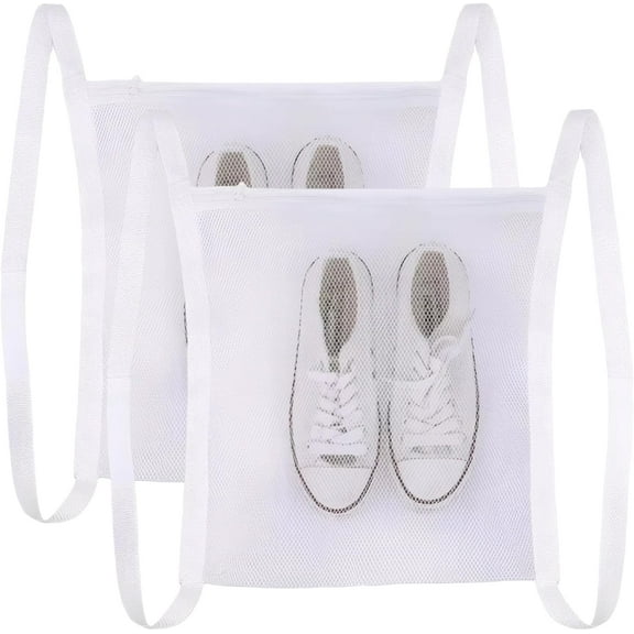 2-Pack Shoe Dryer Bags - Reusable Sneaker Wash Nets, Large Mesh Laundry Organizer Bags with Zipper and Strap