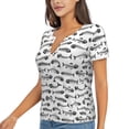 thumbnail image 2 of Zufioo Fish Bones for Women's Deep V-neck Short-sleeved T-shirt, Top with Short Sleeves - with Stainless Steel Buckle, Moisture Wicking, Ideal Home Wear-XX-Large, 2 of 9