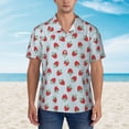 thumbnail image 2 of Xecao Hand Drawn Strawberry print Hawaiian shirt - a stylish short-sleeve button-down for men, perfect for casual beach and tropical outings., 2 of 9