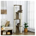 thumbnail image 2 of YYDSBNHH 65" Corner Modern Tall for Climbing, Large Multilevel Cat Tower with Scratching Posts, Small-Fit Kitten Tower with Sisal, Cream White, 2 of 9