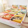 thumbnail image 4 of Homewish Colorful Cats Grid Bed Sheets,Cute Cartoon Animal Full Size Sheets,4pcs,1 Flat Sheet, 1 Fitted Sheet and 2 Pillowcases, 4 of 6