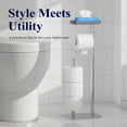 thumbnail image 6 of 4-Roll Free-Standing Toilet Paper Holder - Rustproof Metal Stand with Anti-Slip Base & Phone Shelf, Black Bathroom Storage Organizer, 6 of 14