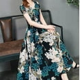 thumbnail image 5 of Njagoc3 Womens Floral Print A-Line Midi Dress - Sleeveless Round Neck Wrap Waist Chiffon Dress, Flowy Summer Elegant Style (M-XXXL, Navy Blue/Heather Gray), 5 of 5