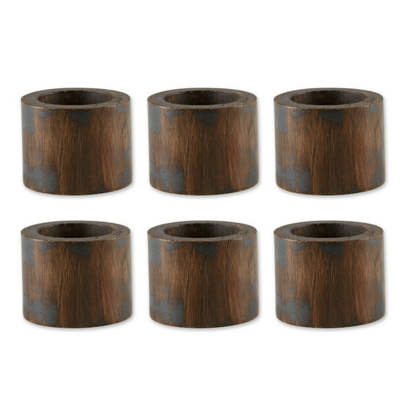 DII Black Rub Finish Wood Band Napkin Ring (Set of 6 assorted) 2 inch diameter