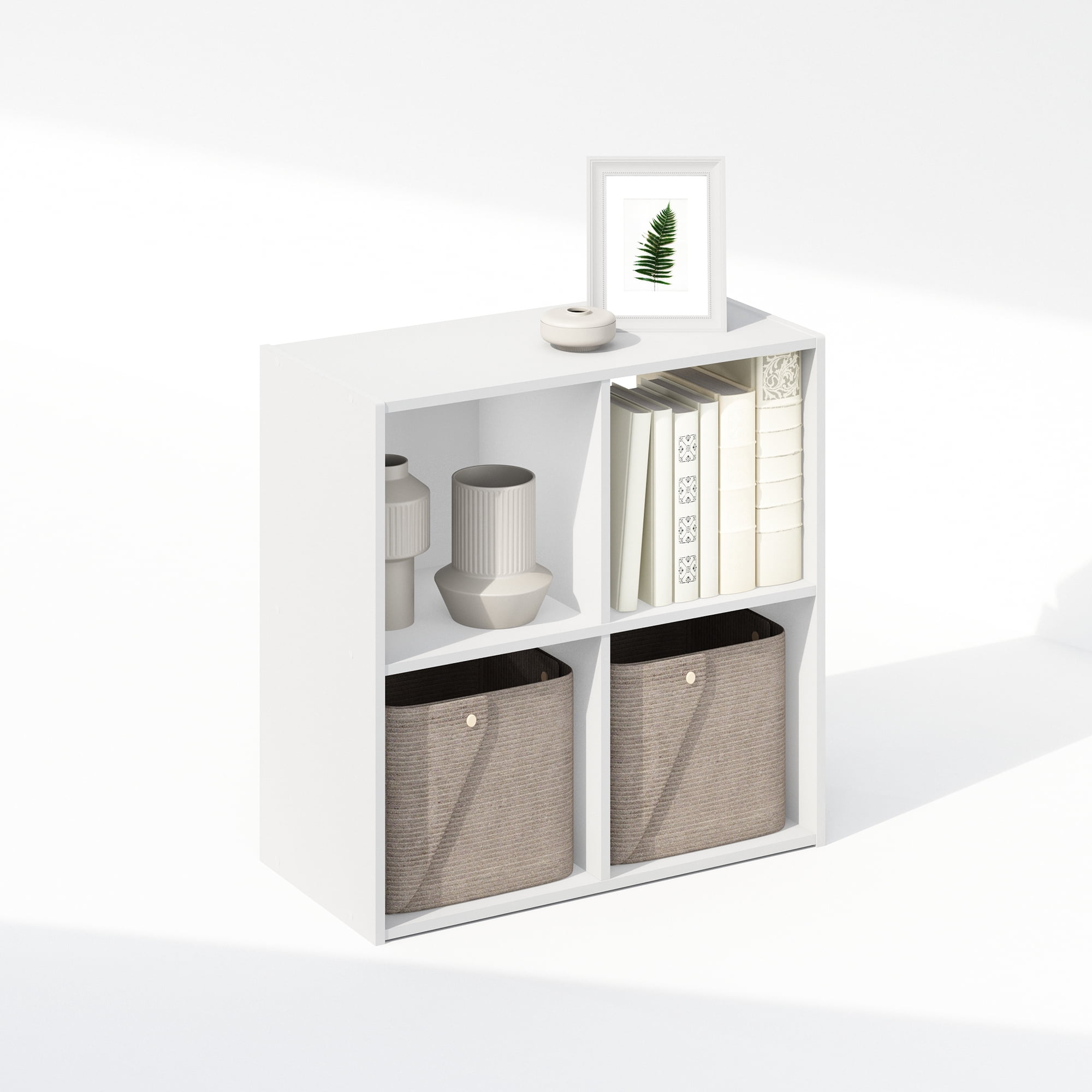 Furinno PELLI CUBIC Storage Cabinet in Bookcase in Bookshelf in 4-Cube in White