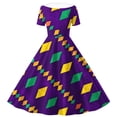 thumbnail image 6 of OGLCCG Mardi Gras Girls Retro Dress Short Sleeve A Line Twirly Dresses Trendy Printed School Party Pleated Flowy Tunic Dress 5-14 Years, 6 of 6