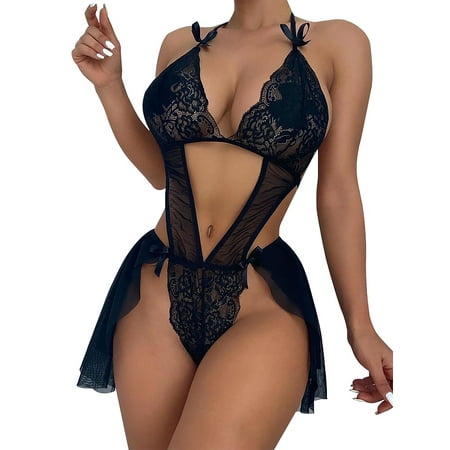 

Yolossia Womens Sexy Lace Bodysuit Lingerie Babydoll Nightwear Sleepwear Romper