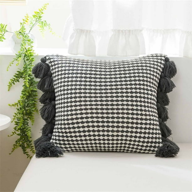 Scandinavian Style Tassel Knitted Pillow Sofa Living Room Office Pillow Set Cushion