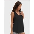 thumbnail image 4 of Women's V-Neck Sleeveless Tunic Top - Loose Fit Casual Tank with Curved Hem, Summer Comfort Wear, 4 of 4