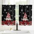 thumbnail image 3 of Black Gnomes Christmas Kitchen Curtain 2 Panels Curtains 45 Inch Length, Snowflake Xmas Poinsettia Curtains Rod Pocket Curtains Window Drapes Treatment Window Cafe Curtains, 3 of 5