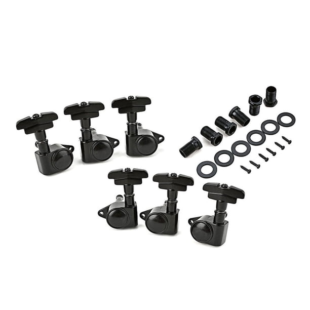 Greeniant Juego de 6 uds de clavijas de afinador de guitarra, piezas modificadas, accesorios para guitarras, cabezal de máquina Universal, Accesorios para instrumentos musicales Negro