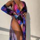 thumbnail image 2 of Bikini ajustado con estampado de hojas y flores para mujer, traje de baño cómodo de una pieza con agujeros para mujer OAVQHLG3B Store lin121212, 2 of 4