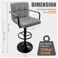 thumbnail image 5 of Soontrans Bar Stools Set of 2 Swivel Counter Height Stools with Arms and Back, Adjustable Island Chairs for Kitchen, Modern Barstools with Backrest and Armrest(Light Gray, 2Pcs), 5 of 9