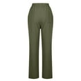 thumbnail image 6 of MIXUE Linen Pants Women Summer Solid Color High Waist Elastic Drawstring Lightweight Loose Fit Casual Pockets Straight Leg Sweatpants Daily-Wear,Green,L, 6 of 7