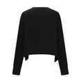thumbnail image 3 of MHFRRA Sudadera deportiva de Manga Corta con Cuello Redondo y Color Liso para Mujer, Camiseta de Manga Larga Negro, 3 of 7